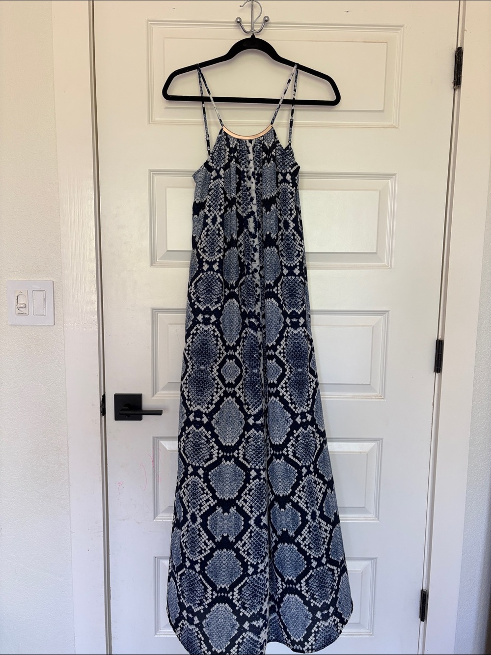 Eight Sixty Navy and White Snake-Print Maxi Dress